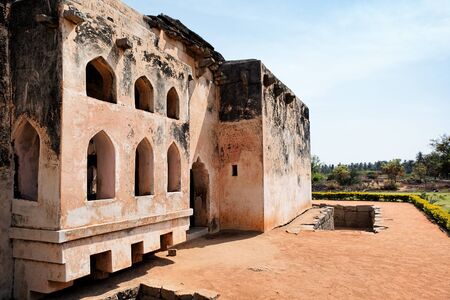 Stone building of Hampi townの写真素材