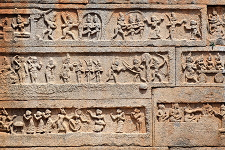 Details of a temple, Hampi, Karnataka state, Indiaの写真素材
