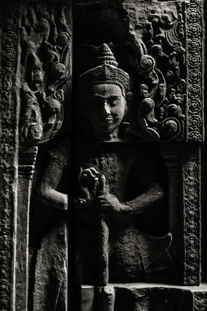 Fine art photohraphy in black and white edition of Angkor Wat temple complexesの写真素材