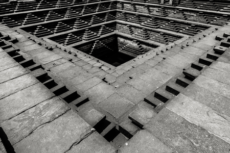 Fine art photography of Indian region named Hampi  in contrast black and white editionの写真素材