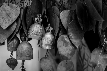 Bells hanging under Big Buddha temple. Big Buddha Temple was founded in 2002.