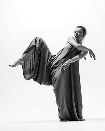 Beuatiful female dancer. White backgroundの写真素材