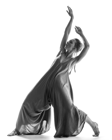 Beuatiful female dancer. White backgroundの写真素材