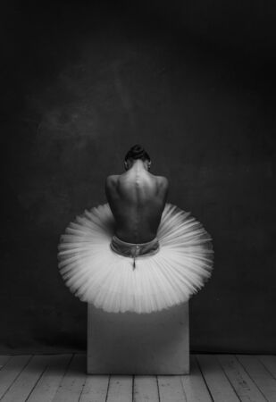 Young beautiful ballerina is posing in studioの写真素材