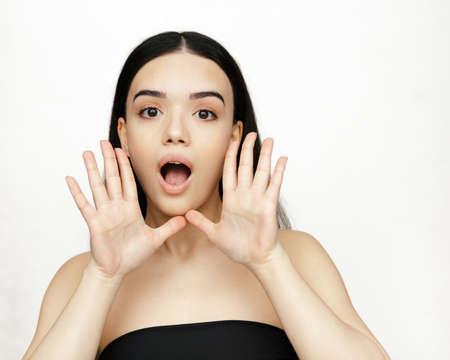 Young beautiful glamour woman face