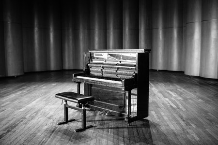 Beautiful piano in concert hallの写真素材