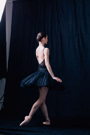 Young beautiful ballerina is posing in studioの写真素材
