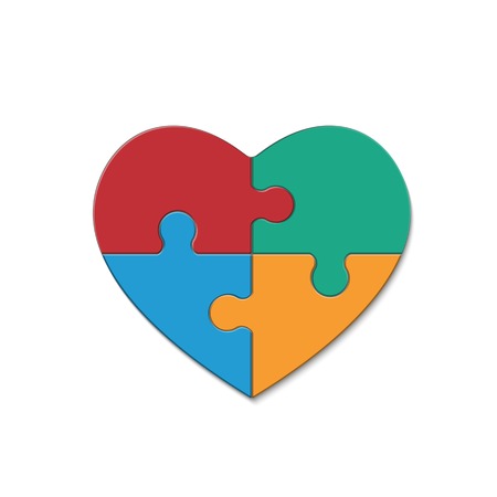 Puzzle heart. Isolated vector illustration on white background.のイラスト素材