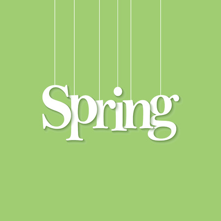 Spring word paper cut on green background. Vector illustration.のイラスト素材