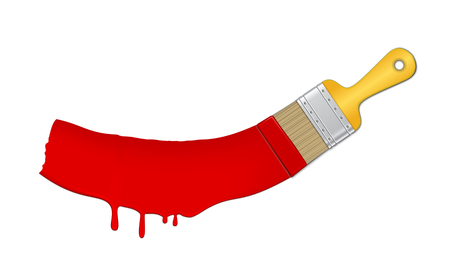 Paint and brush. Bright red splash. Isolated vector illustration on white background.のイラスト素材
