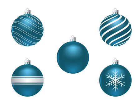 Set of blue Christmas balls. Isolated vector illustration on white background.のイラスト素材