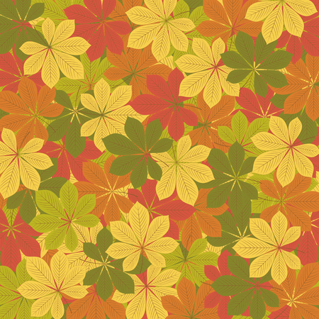 Autumn pattern from leaves of chestnut. Vector illustration.のイラスト素材