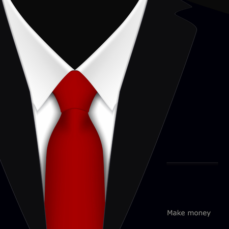 Suit, shirt and tie on a black background. Detailed vector illustration.のイラスト素材