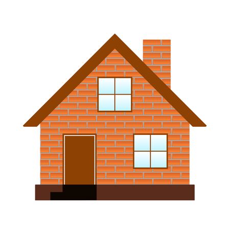Brick house on white background. Vector illustration.のイラスト素材