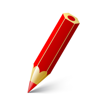 Red pencil on a white background. Vector illustration.のイラスト素材