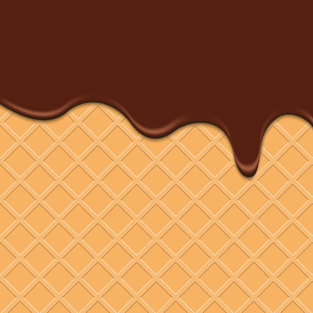 Flowing chocolate wafer background. Texture, vector illustration.のイラスト素材
