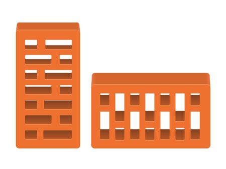 Red bricks on a white background. Vector illustration.のイラスト素材