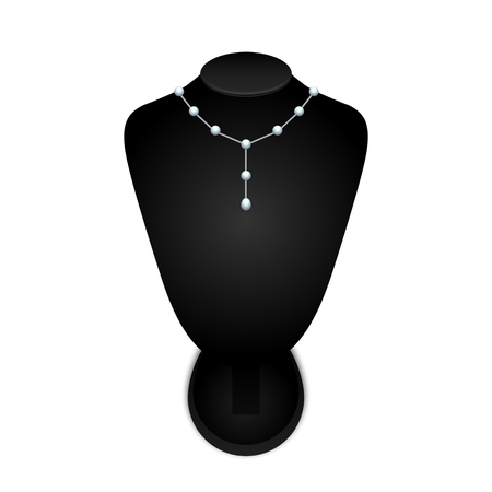 Black jewelry bust with a necklace on a white background. vector illustration.のイラスト素材
