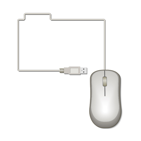 Folder icon of the mouse cable on a white background. Vector illustration.のイラスト素材