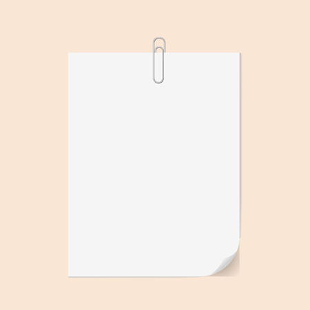 White sheet of paper with a paper clip. Vector illustration.のイラスト素材