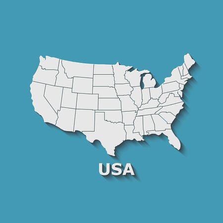 Map of USA with separable borders on a blue background. Creative design. Vector illustration.のイラスト素材