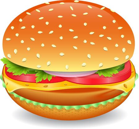 big tasty hamburger isolated on a white backgroundのイラスト素材