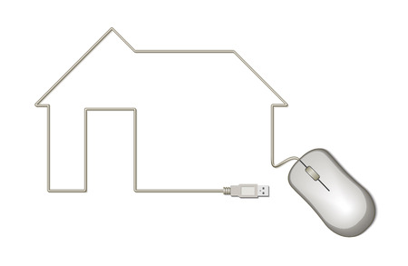 House icon image from the computer mouse cable. Vector illustration.のイラスト素材