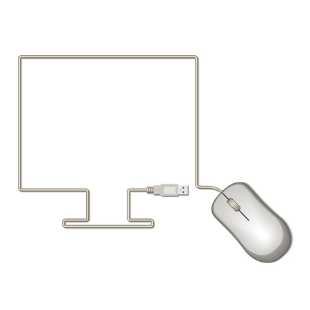 Screen icon image from the computer mouse cable. Vector illustration.のイラスト素材