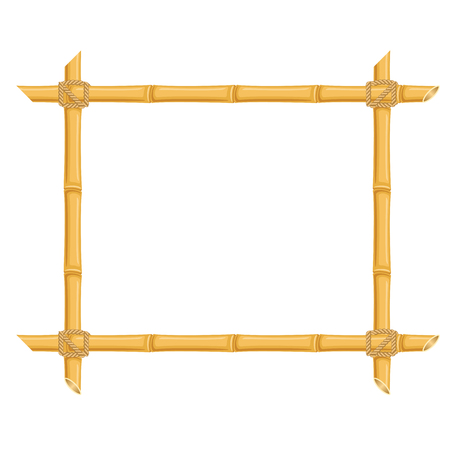 Bamboo frame with place for text. Isolated vector illustration on white background.のイラスト素材