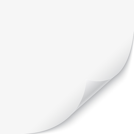 Blank sheet of paper with page curl. isolated vector illustration on white background.のイラスト素材
