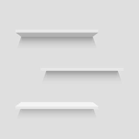 Empty white shelves for shop. vector illustration.のイラスト素材