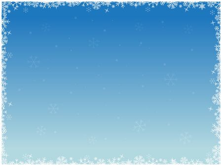 Winter background with white snowflakes in the frame. Vector illustration.のイラスト素材