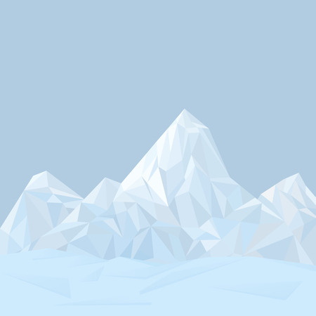 Abstract mountain winter landscape in polygonal origami style. Abstract vector illustration.のイラスト素材
