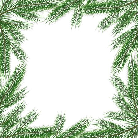 Fir tree frame. Vector illustration on white background.のイラスト素材