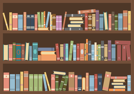 Books in bookcase. Library reading roomのイラスト素材