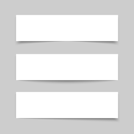 Mock up banner. Set of blank white banners with different transparent shadow on gray background. Vector illustration.のイラスト素材