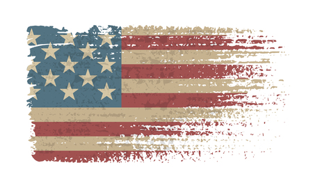 Flag of the USA. Vintage American flag grunge style. Isolated vector illustration on white background.のイラスト素材