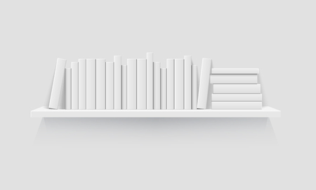 Mockup of bookshelf with blank books. Realistic vector illustration.のイラスト素材