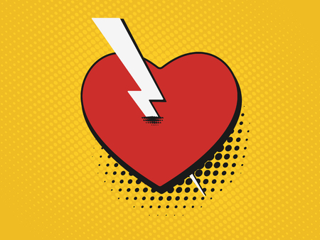 Valentine's Day comic pop art background. Retro poster heart pierced by an arrow.のイラスト素材