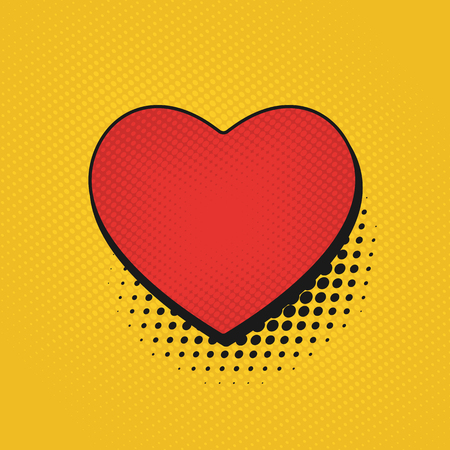 Valentine's Day comic pop art background. Retro poster heart pierced by an arrow.のイラスト素材