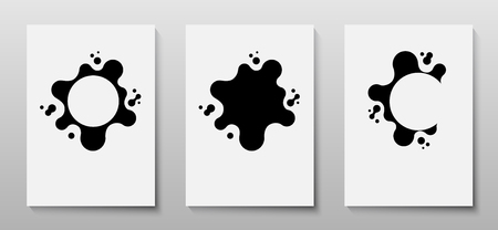 Book cover or brochure design . Template for flyer or poster with current paint drops or spread ink blote background.のイラスト素材