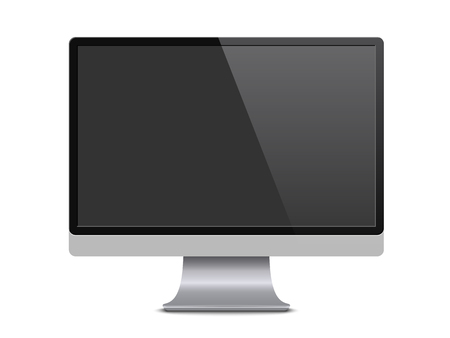 Computer monitor with blank screen. Mock up computer display. Isolated vector illustration on white background.のイラスト素材