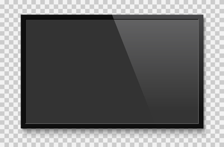 Realistic TV screen. Blank television lcd panel mock up. Isolated vector illustration.のイラスト素材