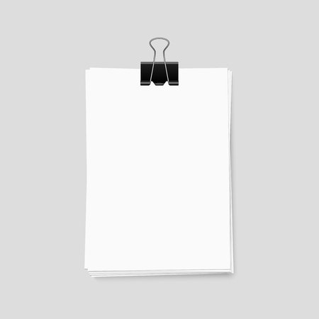 Stack of empty A 4 paper sheets  with paper clipのイラスト素材