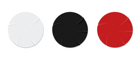 Wrinkled glued blank stickers. Vector illustrationのイラスト素材