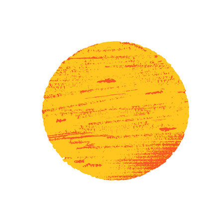 Sun in grunge style. Orange circle on white background.のイラスト素材