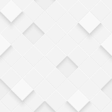 3d seamless cubes pattern. White ceramic tile background. Abstract square diagonal mosaic.