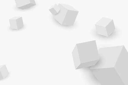 3d cubes. Model of white cubes with shadow. Geometric shape background.のイラスト素材