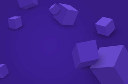 3d cubes. Model of blue cubes with shadow. Geometric shape background.のイラスト素材