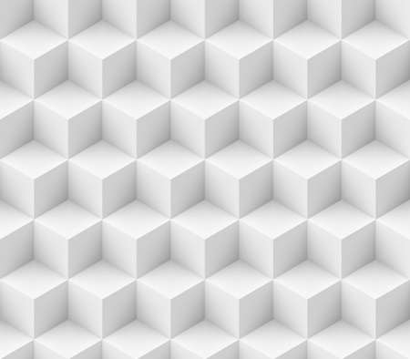 3d cube seamless pattern. Model of white cube with shadow. geometric shape background.のイラスト素材